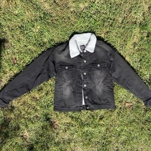 Black sherpa denim jacket